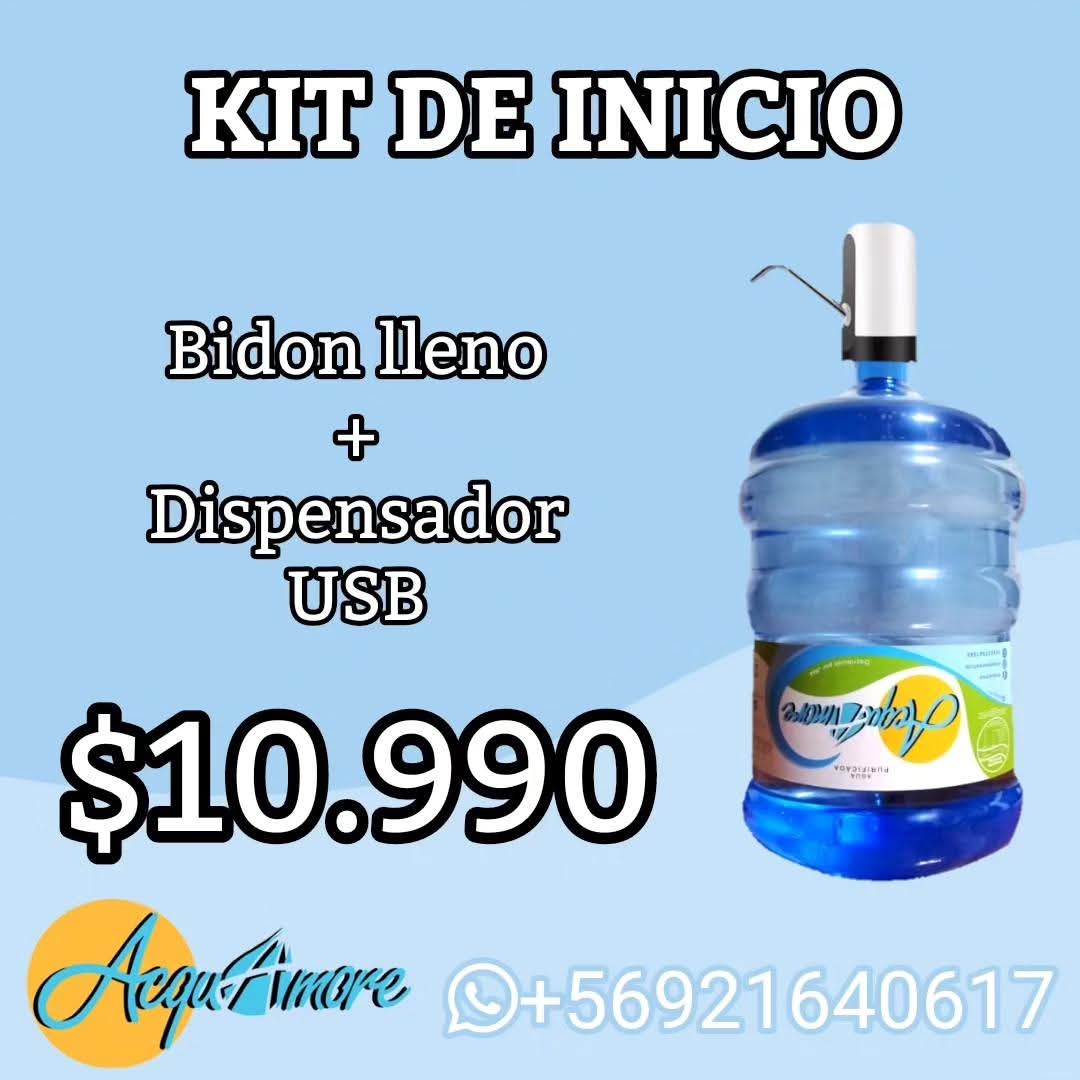 KIT 1 DISPENSADOR USB +1 BOTELLON LLENO