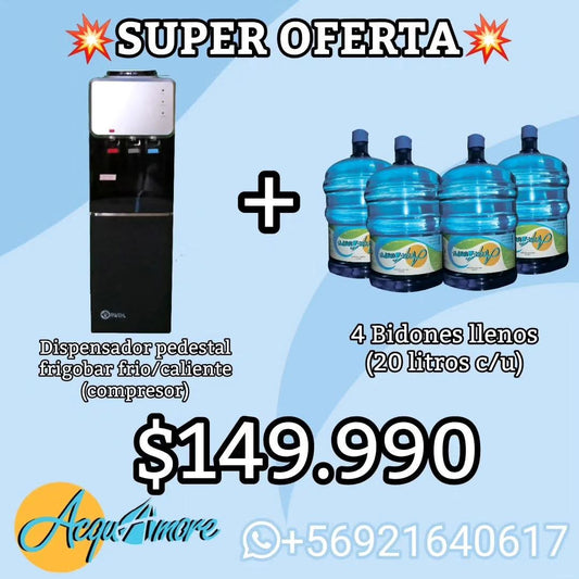 DISPENSADOR FRIGOBAR +4 BOTELLONES LLENOS