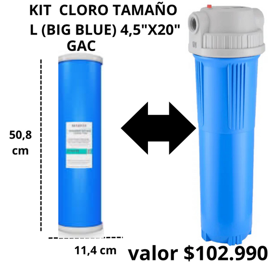KIT CLORO TAMAÑO L (BIG BLUE) 4,5"X20" GAC