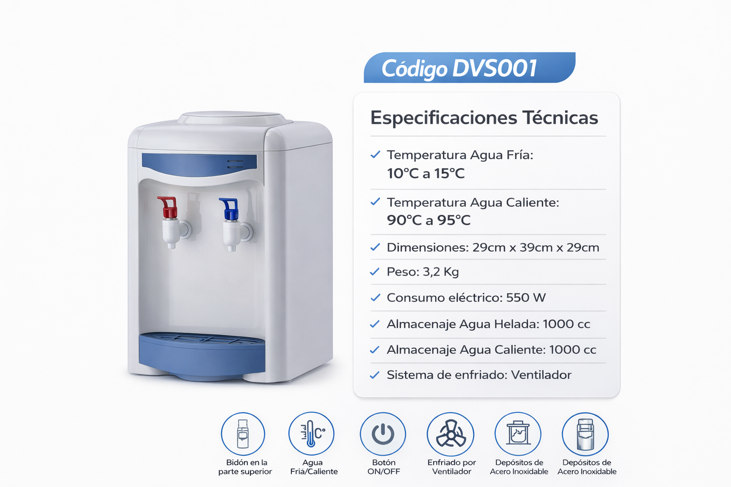 DISPENSADOR SOBREMESA FRIO-CALIENTE