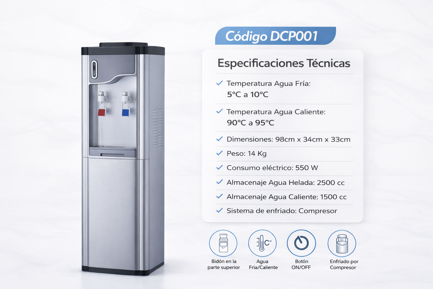 DISPENSADOR PEDESTAL COMPRESOR gris